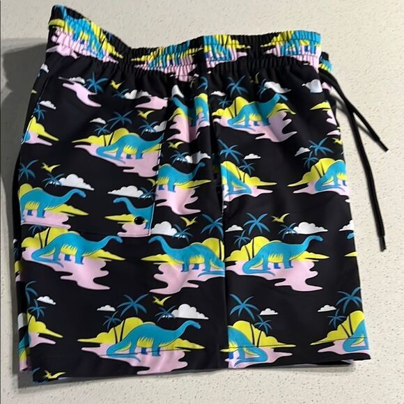 NWT Cabana by Crown & Ivy Black Shorts with Colorful Dinosaur Design Mens L - Picture 8 of 11
